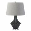 Nikki Chu Black and Gray Porcelain Table Lamp with Linen Shade