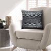 18 x 18 Jacquard Square Decorative Cotton Accent Throw Pillow with Soft Boho Tribal Pattern; Black; White; DunaWest