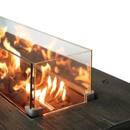 Living Source International Concrete Propane/Natural Gas Fire Pit Table with Glass