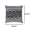 18 x 18 Jacquard Square Decorative Cotton Accent Throw Pillow with Soft Boho Tribal Pattern; Black; White; DunaWest