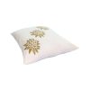 18 x 18 Square Accent Pillow; Soft Cotton Cover; Printed Lotus Flower; Polyester Filler; Gold; White; DunaWest