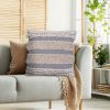 Adiv 18 x 18 Handcrafted Soft Shaggy Cotton Accent Throw Pillow; Woven Yarn; Beige; Gray; DunaWest