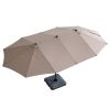 Outdoor Patio Backyard Double-Sided Offset Umbrella with Large UV-Proof Canopy, Wind Vent, Open Close Crank, Khaki XH