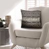 18 x 18 Jacquard Square Cotton Sham Accent Throw Pillow with Boho Diamond Pattern; Black; White; DunaWest