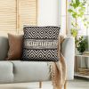 18 x 18 Jacquard Square Cotton Sham Accent Throw Pillow with Boho Diamond Pattern; Black; White; DunaWest