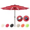 11Ft 3-Tiers 40LEDS Patio Umbrella Red