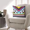 24 x 24 Square Cotton Accent Throw Pillow; Geometric Aztec Tribal Pattern; Multicolor; DunaWest