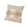 18 x 18 Square Cotton Decorative Accent Throw Pillow; Raised Diamond Embroidery; Beige; DunaWest