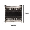 18 x 18 Jacquard Square Decorative Cotton Accent Throw Pillow with Aztec Tribal Boho Pattern; Black; White; DunaWest