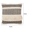 18 x 18 Fringed Square Cotton Boho Style Accent Throw Pillow; Diamond Pattern; Black; White; DunaWest