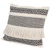 18 x 18 Fringed Square Cotton Boho Style Accent Throw Pillow; Diamond Pattern; Black; White; DunaWest