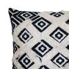 18 x 18 Handcrafted Square Jacquard Soft Cotton Accent Throw Pillow; Diamond Pattern; White; Black; DunaWest