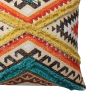 18 x 18 Square Cotton Accent Throw Pillow; Aztec Tribal Inspired Pattern; Trimmed Fringes; Multicolor; DunaWest