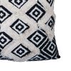 18 x 18 Handcrafted Square Jacquard Soft Cotton Accent Throw Pillow; Diamond Pattern; White; Black; DunaWest