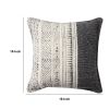 18 x 18 Square Handwoven Accent Throw Pillow; Polycotton Dhurrie; Kilim Pattern; White; Gray; DunaWest