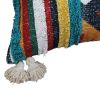 24 x 24 Square Handwoven Cotton Dhurrie Accent Throw Pillow; Aztec Kilim Pattern; Tassels; Multicolor; DunaWest