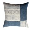 Dae 24 x 24 Square Handwoven Cotton Accent Throw Pillow; Classic Simple Kilim Pattern; Blue; Off White; DunaWest