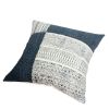 Dae 24 x 24 Square Handwoven Cotton Accent Throw Pillow; Classic Simple Kilim Pattern; Blue; Off White; DunaWest