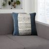 18 x 18 Square Handwoven Accent Throw Pillow; Polycotton Dhurrie; Kilim Pattern; White; Blue; DunaWest