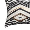 12 x 20 Rectangular Handwoven Jacquard Accent Lumbar Throw Pillow; Sequins; Geometric Design; White; Black; DunaWest