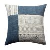 Dae 24 x 24 Square Handwoven Cotton Accent Throw Pillow; Classic Simple Kilim Pattern; Blue; Off White; DunaWest