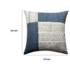 Dae 24 x 24 Square Handwoven Cotton Accent Throw Pillow; Classic Simple Kilim Pattern; Blue; Off White; DunaWest