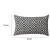 12 x 20 Rectangular Jacquard Cotton Accent Lumbar Pillow; Diamond Pattern; Black; White; DunaWest