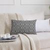 12 x 20 Rectangular Jacquard Cotton Accent Lumbar Pillow; Diamond Pattern; Black; White; DunaWest