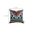 24 x 24 Square Handwoven Cotton Dhurrie Accent Throw Pillow; Aztec Kilim Pattern; Tassels; Multicolor; DunaWest