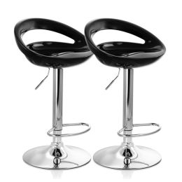 Elama 2 Piece Retro Adjustable Bar Stool in Black with Chrome Base