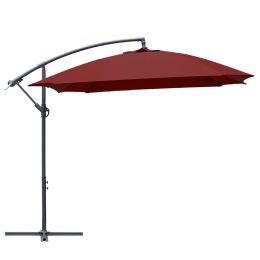 8.7FT Outdoor Adjustable  Hanging Patio Umbrella-small (Color: Wine Red)