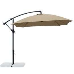 8.7FT Outdoor Adjustable  Hanging Patio Umbrella-small (Color: khaki)