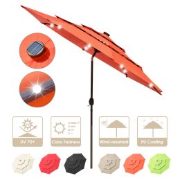 10Ft 3-Tiers 32LEDS Patio Umbrella Fruit Orange (Warehouse: LA01)